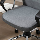 Vinsetto Office Chair Linen Fabric Swivel Computer Desk Chair Home Study Rocker with Wheels, Grey w/ Wheel