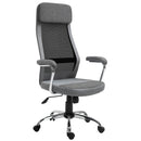 Vinsetto Office Chair Linen-Feel Mesh Fabric High Back Swivel Computer Task Desk Chair For Home With Arm, Wheels - Grey