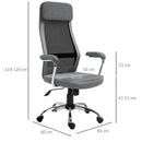 Vinsetto Office Chair Linen-Feel Mesh Fabric High Back Swivel Computer Task Desk Chair For Home With Arm, Wheels - Grey