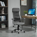 Vinsetto Office Chair Linen-Feel Mesh Fabric High Back Swivel Computer Task Desk Chair For Home With Arm, Wheels - Grey