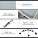 Vinsetto Leisure Office Chair Linen Fabric Swivel Scallop Shape Computer Desk Chair Home Study Bedroom with Wheels, Beige w/ Wheel