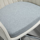 Vinsetto Leisure Office Chair Linen Fabric Swivel Scallop Shape Computer Desk Chair Home Study Bedroom with Wheels, Beige w/ Wheel