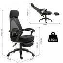 Vinsetto Swivel Mesh Back Office Chair with Retractable Footrest High Back Adjustable Height - Black