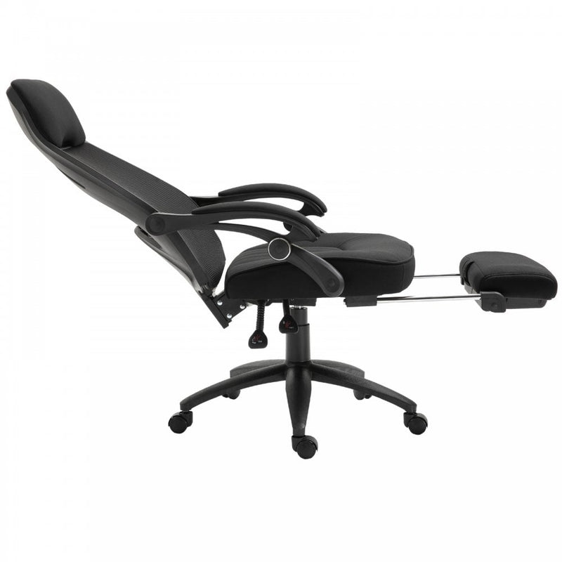 Vinsetto Swivel Mesh Back Office Chair with Retractable Footrest High Back Adjustable Height - Black