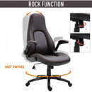 Vinsetto PU Leather Home Office Chair Ergonomic w/Contrast Stitching Brown