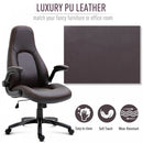 Vinsetto PU Leather Home Office Chair Ergonomic w/Contrast Stitching Brown