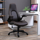 Vinsetto PU Leather Home Office Chair Ergonomic w/Contrast Stitching Brown