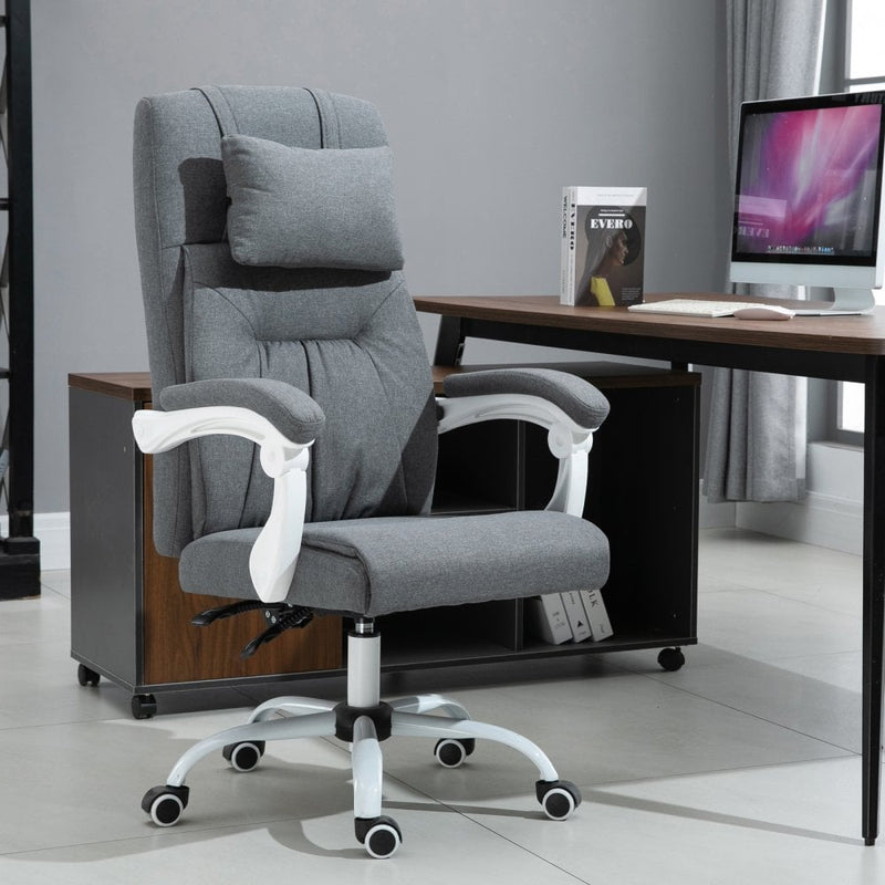 Vinsetto PU Leather Ergonomic Reclining Executive Home Office Chair w/ Pillow Grey