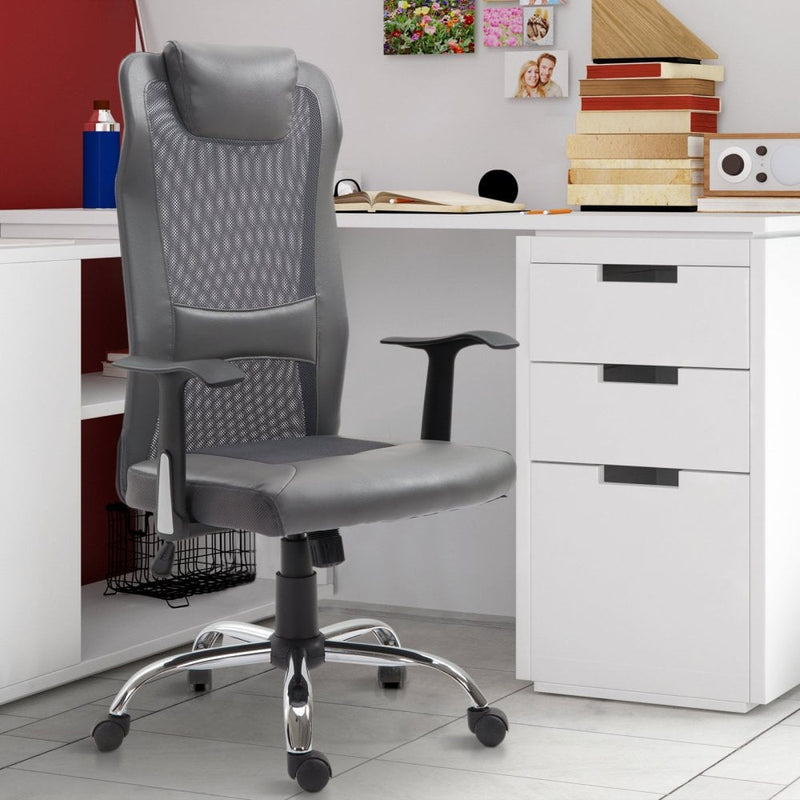 Vinsetto Office Chair W/High Back, PU Leather-Grey