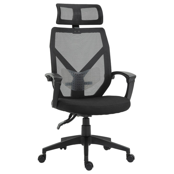 Vinsetto Swivel Chair Ergonomic Home Office Chair Reclining Mesh Back Chair High Back Desk Chair Cheap w/Lumbar Support Height Adjustable Free Moving Suitable For Working Relaxing Black