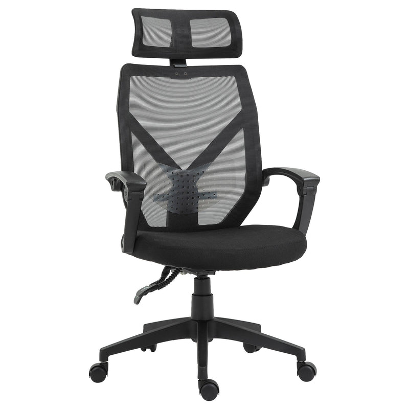 Vinsetto Swivel Chair Ergonomic Home Office Chair Reclining Mesh Back Chair High Back Desk Chair Cheap w/Lumbar Support Height Adjustable Free Moving Suitable For Working Relaxing Black