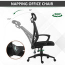 Vinsetto Swivel Chair Ergonomic Home Office Chair Reclining Mesh Back Chair High Back Desk Chair Cheap w/Lumbar Support Height Adjustable Free Moving Suitable For Working Relaxing Black