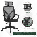 Vinsetto Swivel Chair Ergonomic Home Office Chair Reclining Mesh Back Chair High Back Desk Chair Cheap w/Lumbar Support Height Adjustable Free Moving Suitable For Working Relaxing Black