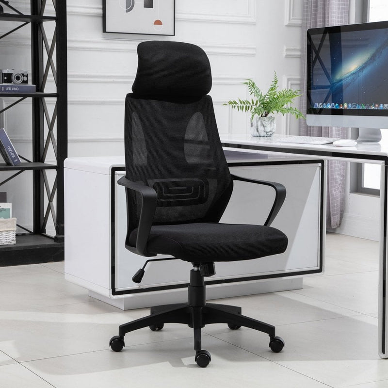 Vinsetto Mesh Ergonomic Home Office Chair w/ Headrest Black