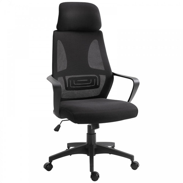 Vinsetto Mesh Ergonomic Home Office Chair w/ Headrest Black