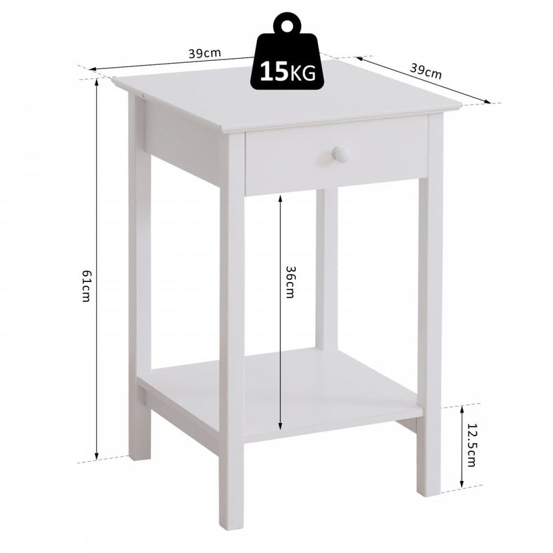 Side Table, 39Lx39Wx61H cm-White