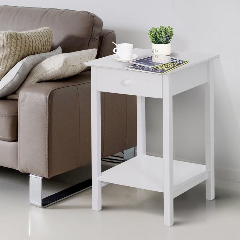 Side Table, 39Lx39Wx61H cm-White