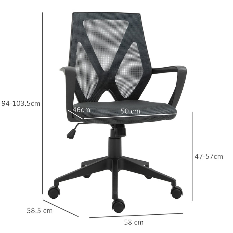 Vinsetto Mesh Ergonomic Home Office Chair w/ Armrest Grey
