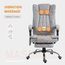PU Distressed Leather 6-Point Heating Massage Office Chair Grey