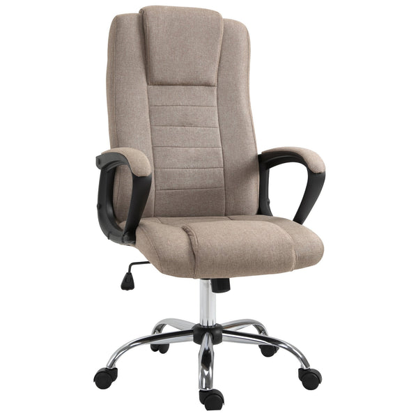 Vinsetto Linen Upholstered Tilting Home Office Chair Khaki