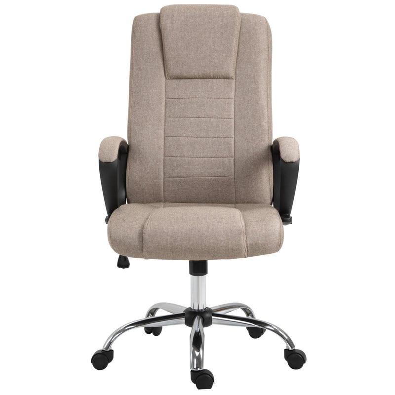 Vinsetto Linen Upholstered Tilting Home Office Chair Khaki