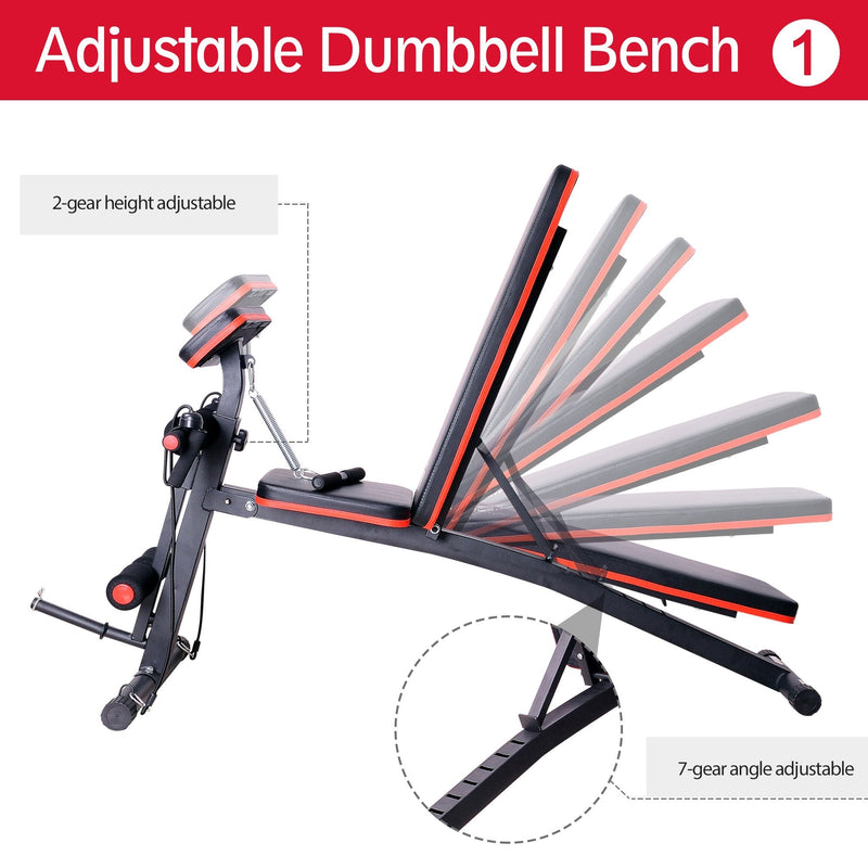 Foldable Adjustable Dumbbell Weight Lifting Sit Up Ab Bench Home Training Gym Incline Flat Multiuse Workout Exercise Fitness