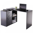 L Shape Computer Desk Table Workstation Home Office Drawer Shelf File Cabinet-Black