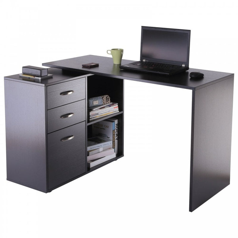 L Shape Computer Desk Table Workstation Home Office Drawer Shelf File