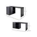 L Shape Computer Desk Table Workstation Home Office Drawer Shelf File Cabinet-Black