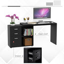 L Shape Computer Desk Table Workstation Home Office Drawer Shelf File Cabinet-Black