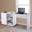 Home Office L Shape Computer Desk Workstation Drawer Shelf File Cabinet-White