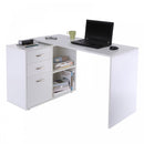 Home Office L Shape Computer Desk Workstation Drawer Shelf File Cabinet-White