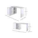 Home Office L Shape Computer Desk Workstation Drawer Shelf File Cabinet-White