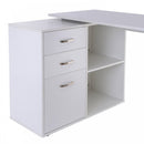 Home Office L Shape Computer Desk Workstation Drawer Shelf File Cabinet-White