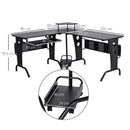 86.5H x 170L x 140Wcm Steel MDF Top L-Shaped Corner Desk w/ Keyboard Tray - Black