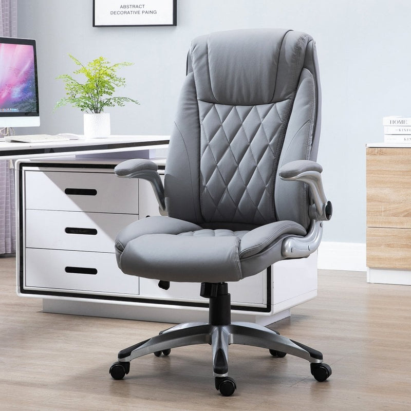 Vinsetto Executive Office Chair Sleek Ergonomic PU Leather 360-¦ Rotation w/ Headrest in Grey