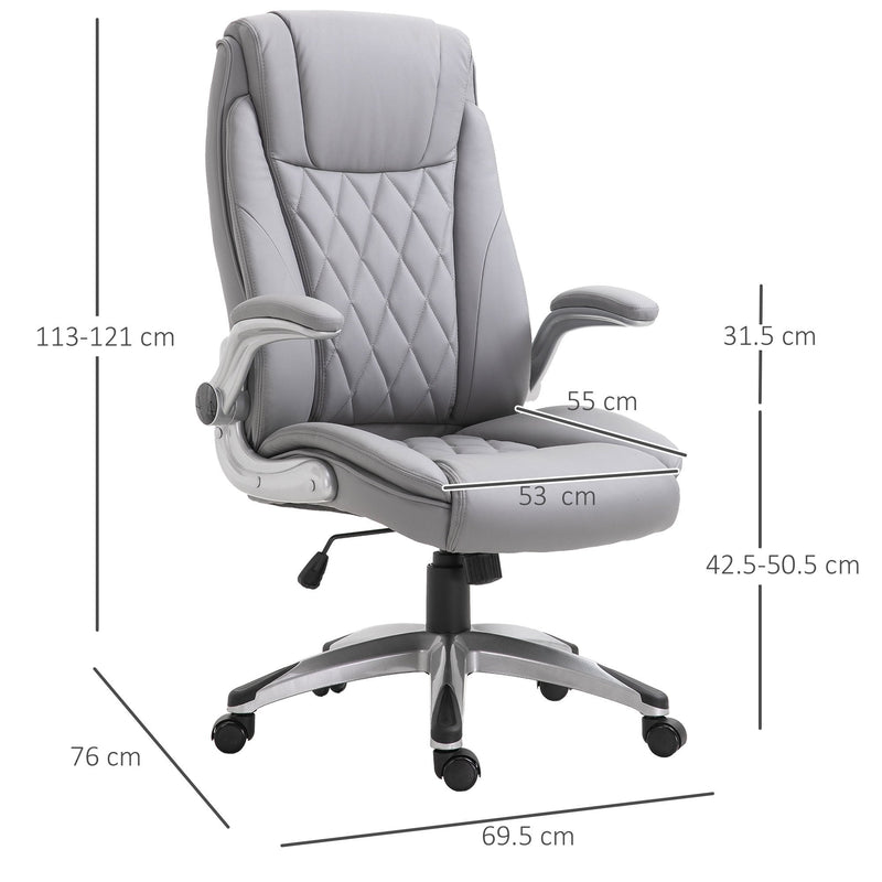 Vinsetto Executive Office Chair Sleek Ergonomic PU Leather 360-¦ Rotation w/ Headrest in Grey