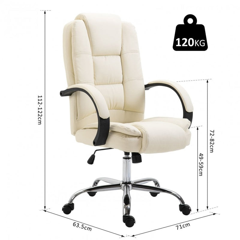 Vinsetto Office Chair High Back, 360-¦ Swivel, PU Leather-Beige