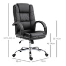 Vinsetto Office Chair High Back Executive Ergonomic Design Adjustable Seat Height 360 Degree Swivel PU Leather-Black