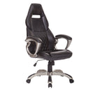 PU Leather Office Chair Racing Gaming Sports Swivel Desk Executive Computer Height Adjustable Armchair-Black