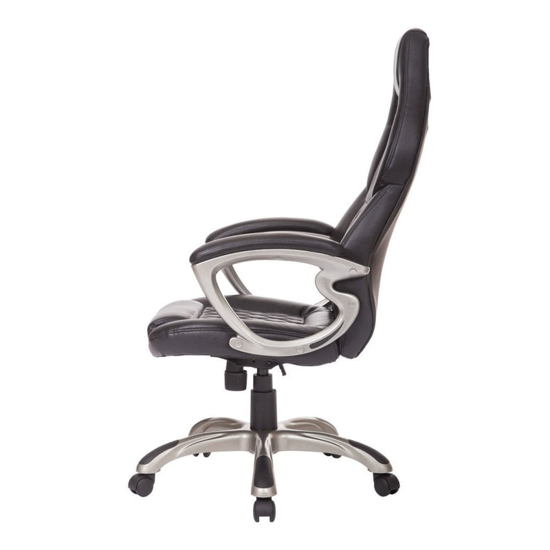 PU Leather Office Chair Racing Gaming Sports Swivel Desk Executive Computer Height Adjustable Armchair-Black