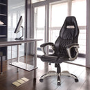 PU Leather Office Chair Racing Gaming Sports Swivel Desk Executive Computer Height Adjustable Armchair-Black