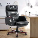 PU Leather Adjustable Office Executive Swivel Chair Armrest Computer Desk Reclining Arm Seat-Black