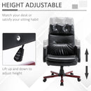 PU Leather Adjustable Office Executive Swivel Chair Armrest Computer Desk Reclining Arm Seat-Black