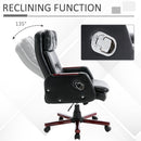 PU Leather Adjustable Office Executive Swivel Chair Armrest Computer Desk Reclining Arm Seat-Black
