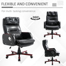 PU Leather Adjustable Office Executive Swivel Chair Armrest Computer Desk Reclining Arm Seat-Black