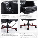 PU Leather Adjustable Office Executive Swivel Chair Armrest Computer Desk Reclining Arm Seat-Black