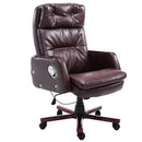 PU Leather Adjustable Office Chair Luxury Executive Swivel Armrest Computer Desk 360 Degree Ergonomic Design-Brown