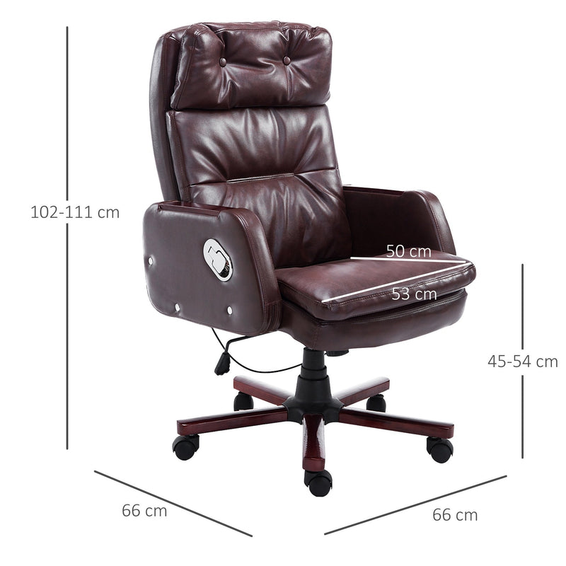 PU Leather Adjustable Office Chair Luxury Executive Swivel Armrest Computer Desk 360 Degree Ergonomic Design-Brown