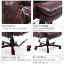 PU Leather Adjustable Office Chair Luxury Executive Swivel Armrest Computer Desk 360 Degree Ergonomic Design-Brown